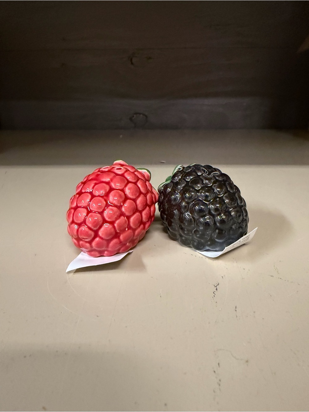 Cracker Barrel Red and Black Ceramic Berry Salt and Pepper Shakers